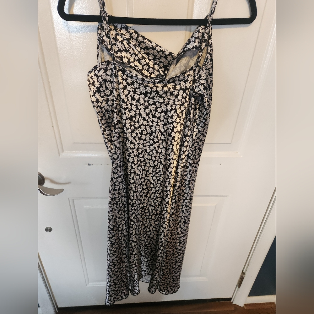 Bebe Black and White Asymmetrical Floral Dress